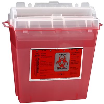 Bemis Healthcare 175030-32 5 Quart Sharps Container, Translucent Red (Pack of 32)