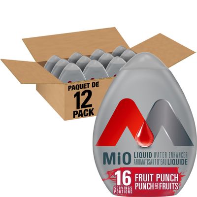 MiO Fruit Punch Liquid Water Enhancer, 48ml/1.62oz, (12pk) (Imported from Canada)