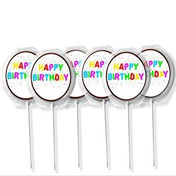 Happy Birthday Chocolate Edible Photos Mix Lollipop's 1 Dozen Pre Design Chocolate Photo, party favors , happy birthday, birthday chocolate (Dark Chocolate)