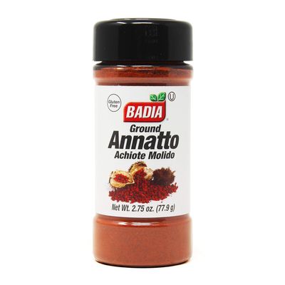Badia Ground Annatto 2.75 oz  Achiote Powder with Mildly Earthy and Peppery Flavor  Natural Seasoning and Coloring for Latin Recipes