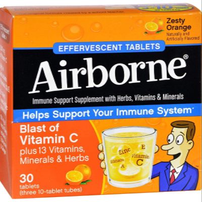 Airborne, Immune Support Supplement Effervescent Tablets, Zesty Orange, 30 Count