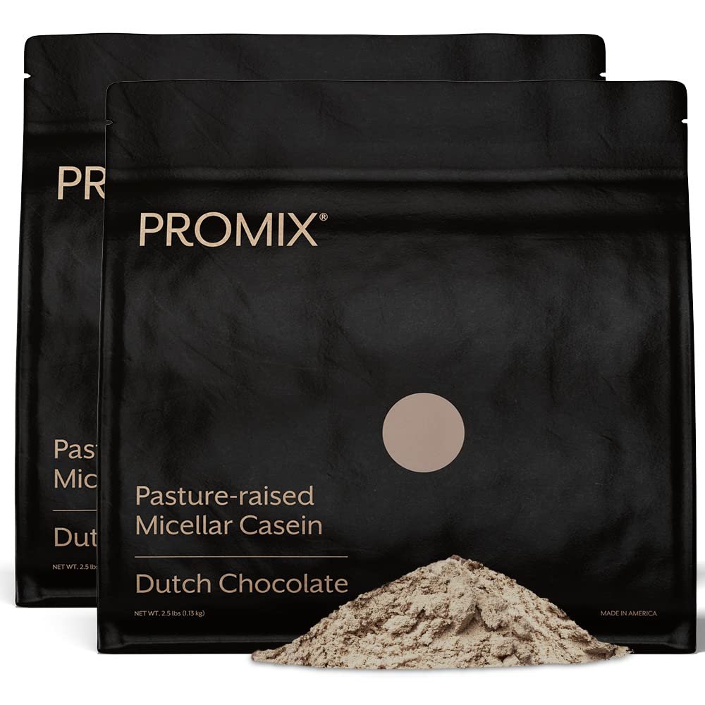ProMix Nutrition Casein Protein Powder - Grass-Fed, Pasture Raised, Slow Release 25g Micellar Casein - 5.4g BCAAs Gluten Free, Sugar Free, Soy Free - Chocolate, 5lb
