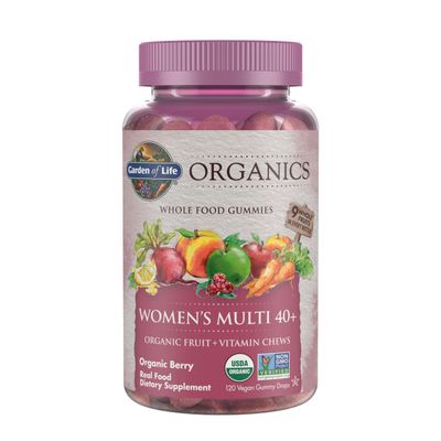 Garden of Life Organics Women 40+ Gummy Vitamins - Berry - Certified Organic, Non-GMO, Vegan, Kosher Complete Multi - Methyl B12, C & D3 - Gluten, Soy & Dairy Free, 120 Real Fruit Gummies
