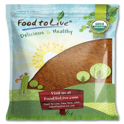 Food to Live Organic Cacao Powder, 8 Pounds Certified, Non-GMO, Kosher, Unsweetened, Sirtfood, Bulk