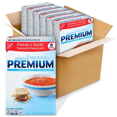 Premium Original Saltine Crackers, Lunch Snacks, Bulk Snacks, Family Size, 6 - 24 oz Boxes