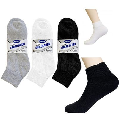 18 Pairs Diabetic Ankle Circulatory Socks Health Support Mens Loose Fit 10-13 Non Binding Top Loose Fitting Circulatory Diabetic Cotton Blend Low Cut Ankle Socks Foot Protection Fits 8-12 Men Shoe