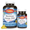 Carlson - Maximum Omega 2000, 2000 mg Omega-3 Fatty Acids Including EPA and DHA, Wild-Caught, Norwegian Fish Oil Supplement, Sustainably Sourced Fish Oil Capsules, Lemon, 90+30 Softgels view 1