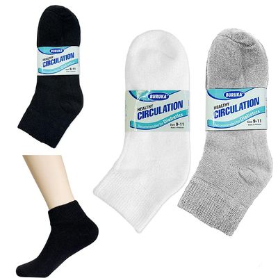 6 Pair Diabetic Ankle Circulatory Socks Health Support Mens Loose Fit Size 9-11