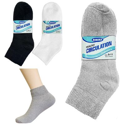 9 Pair Diabetic Ankle Circulatory Socks Health Support Mens Loose Fit Size 9-11