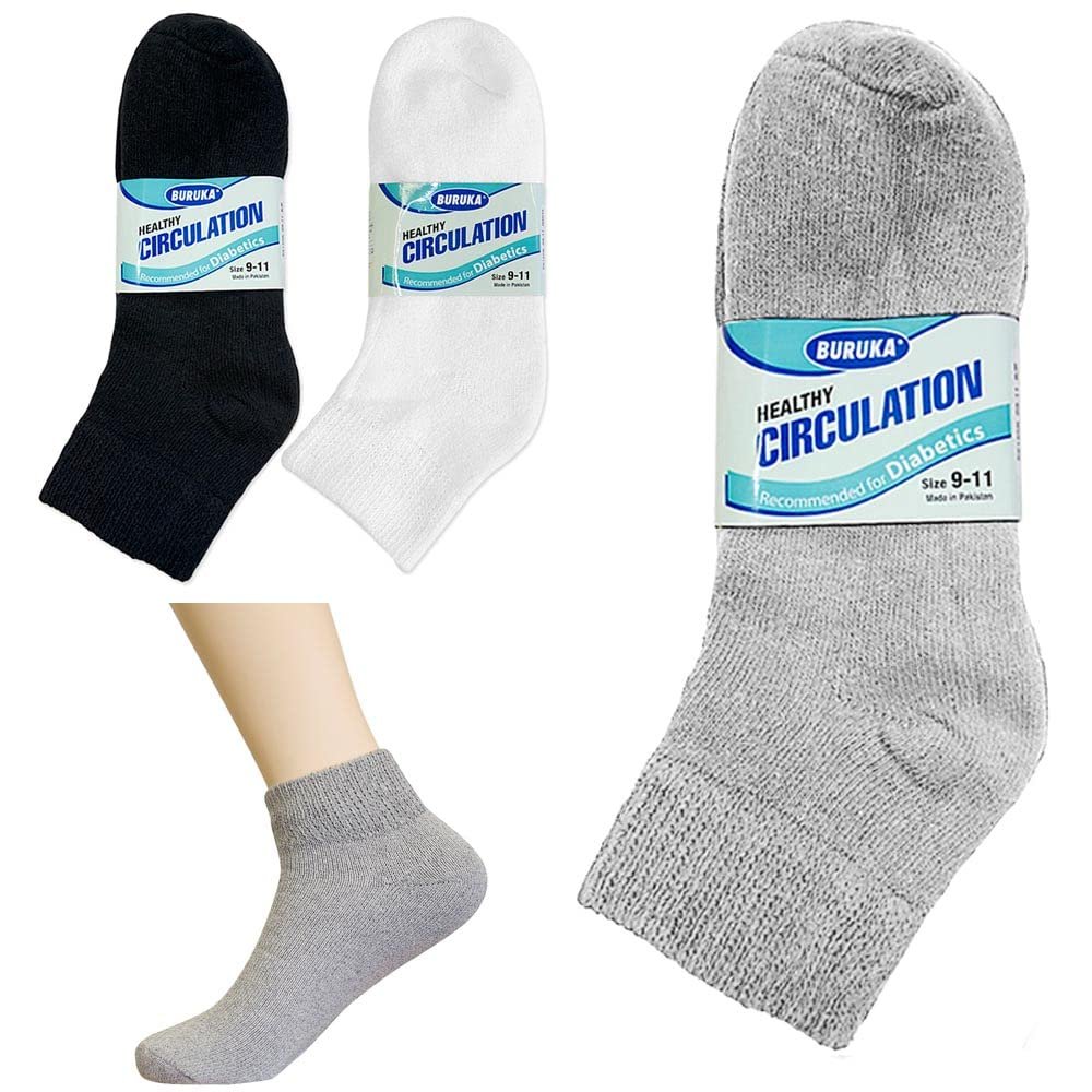 9 Pair Diabetic Ankle Circulatory Socks Health Support Mens Loose Fit Size 9-11