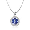 Divoti Free Deep Custom Laser Engraved-Stainless Steel Medical Alert Necklace for Women, Premier Tag Medical ID Necklace, Medical Pendant Tag w/Free Engraving- 24" Venetian Chain-TP Blue view 1