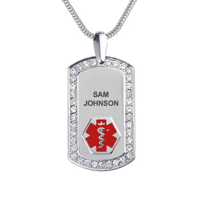 Divoti Pure Titanium Medical Alert Necklace for Women, Custom Engraved Supreme Dog Tag Medical ID Necklace-24' Foxtail/Red