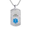 Divoti Pure Titanium Medical Alert Necklace for Women, Custom Engraved Supreme Dog Tag Medical ID Necklace-24' Foxtail/Light Blue view 1