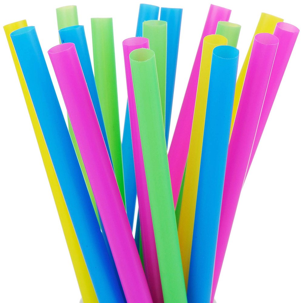 100 Extra Large Plastic Bubble Tea Smoothie Straws, 1/2" Wide X 8 1/2" Long Boba Straws