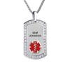 Divoti Pure Titanium Medical Alert Necklace for Women, Custom Engraved Supreme Dog Tag Medical ID Necklace-24' Square Rolo/Red view 1