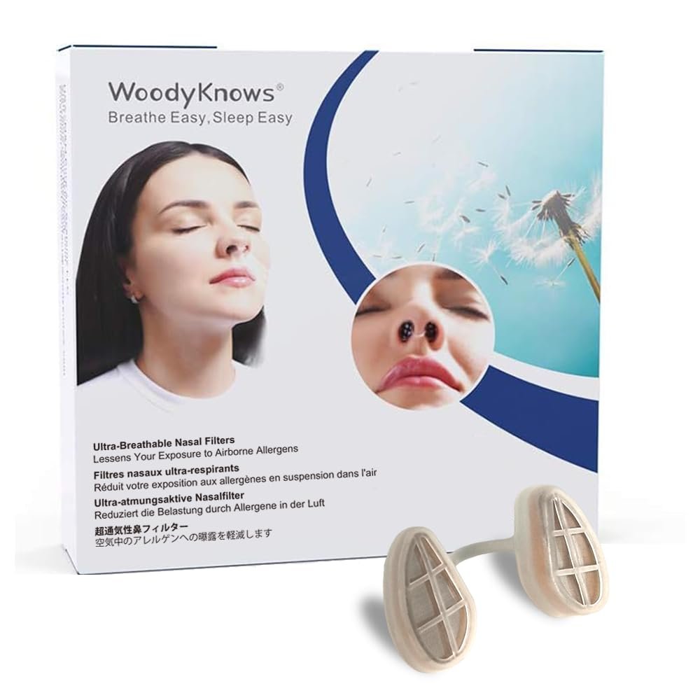 WoodyKnows Ultra-Breathable Nasal Filters, Seasonal and dust Allergies aid (Narrow, S, 6 Pack)
