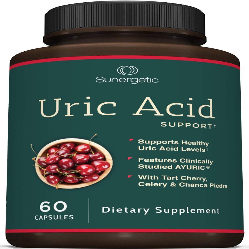 Sunergetic Premium Uric Acid Support Supplement Uric Acid Cleanse & Kidney Support Includes Tart Cherry, Chanca Piedra, Celery Extract & Turmeric - 60 Capsules