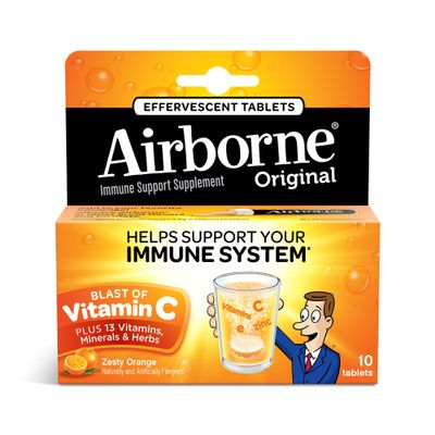 Airborne Effervescent Health Formula Tablets, Orange, 10 Count