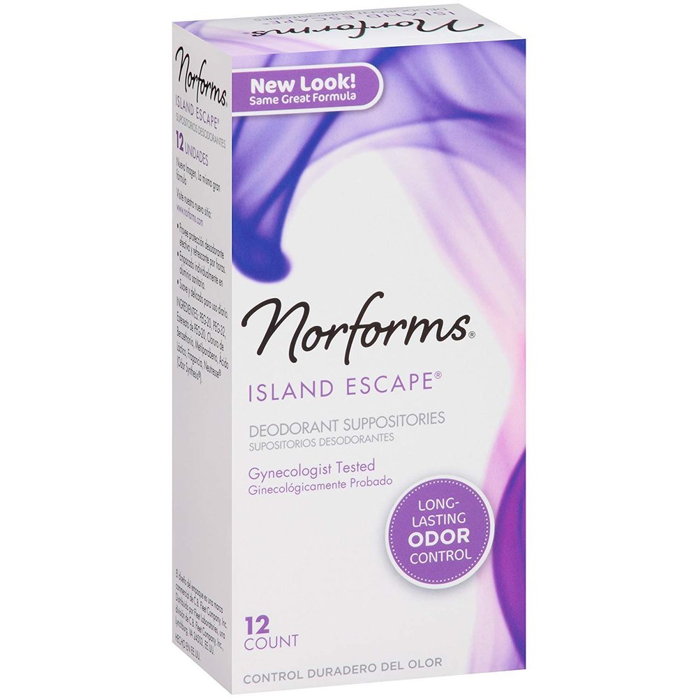 Norforms Feminine Deodorant Suppositories, Island Escape - 12 Ea (Pack of 6)