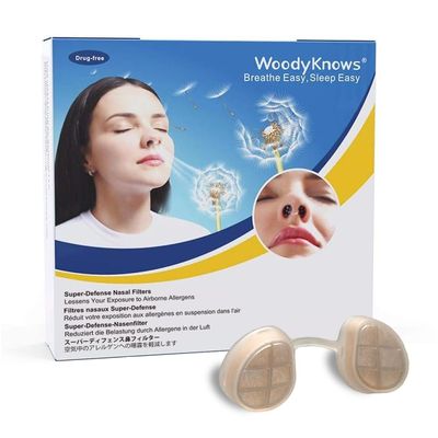 WoodyKnows Super-Defense Nasal Filters, Seasonal Allergies and Industrial Pollution aid, Public Transportation and pet Grooming Protection (Round, L, 6 Pack)