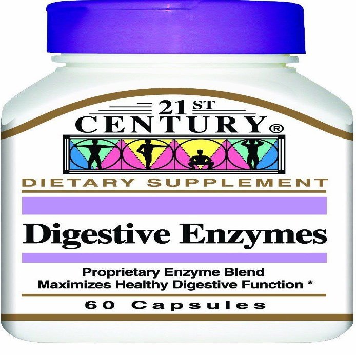 21st Century Digestive Enzymes Proprietary Enzyme Blend 60 Capsule Maximizes Healthy Digestive Function