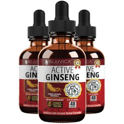 Active Ginseng Korean Red Panax Ginseng with Natural Ginsenosides - Fast-Absorbing Liquid - Supports Healthy Energy, Vitality, Mood and More