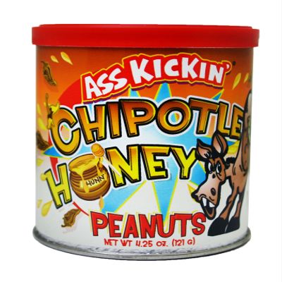 ASS KICKIN' Chipotle Honey Roasted Spicy Hot Peanuts  4.2 Oz. - Ultimate Spicy Gourmet Gift Peanuts - Try if you dare!
