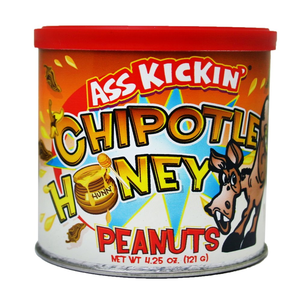 ASS KICKIN' Chipotle Honey Roasted Spicy Hot Peanuts 4.2 Oz. - Ultimate Spicy Gourmet Gift Peanuts - Try if you dare!