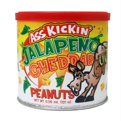 ASS KICKIN Jalapeno Cheddar Peanuts  4.25oz - Ultimate Gourmet Gift Peanuts - Try if you dare!