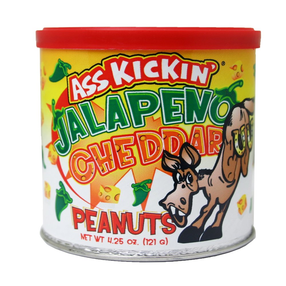 ASS KICKIN Jalapeno Cheddar Peanuts  4.25oz - Ultimate Gourmet Gift Peanuts - Try if you dare!