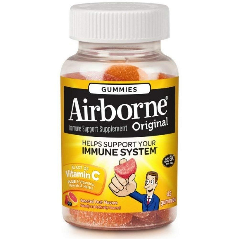 Airborne Assorted Fruit Flavored Gummies,1000mg of Vitamin C and Minerals & Herbs Immune Support 42 ct (Pack of 7)