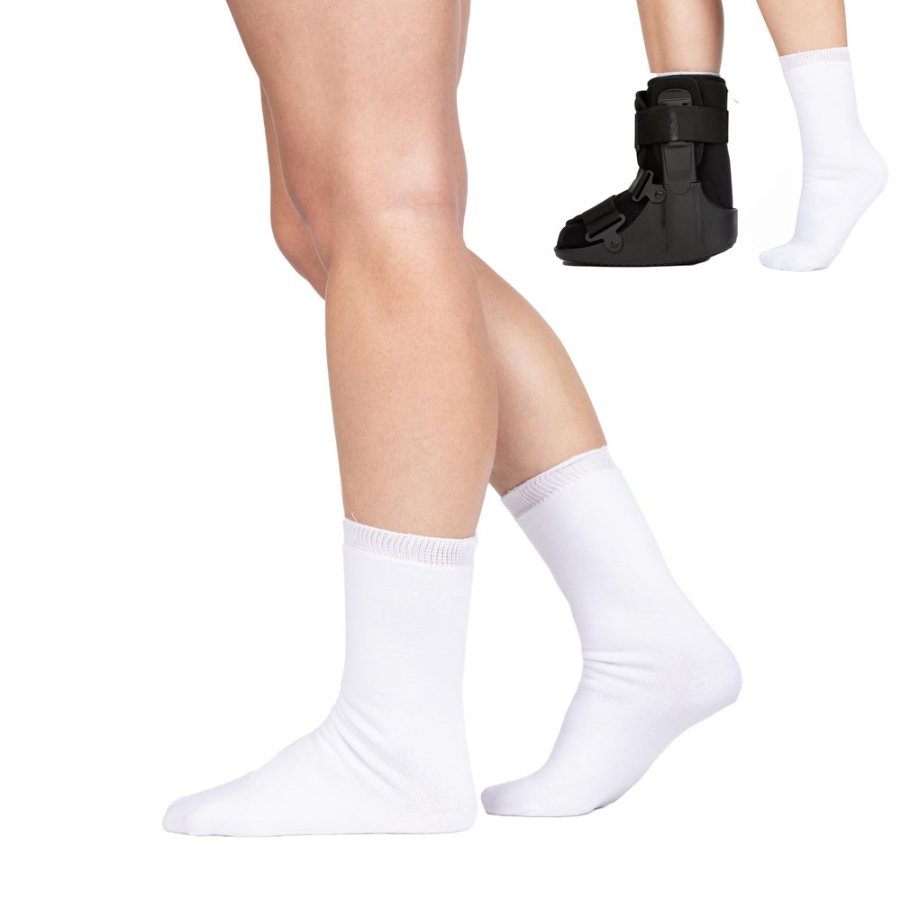 MARS WELLNESS Walking Boot Sock Liner - Low Top Short Cam Walker Boot Liner - 15 Inch walker Sock - 2 Socks