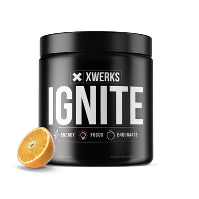 Xwerks Ignite Pre Workout Powder for Men and Women, Natural Preworkout Energy Drink Powder, Gluten Free Keto Formula for Endurance Stamina and Workout Focus, 150 mg Caffeine, 30 Servings, Orange
