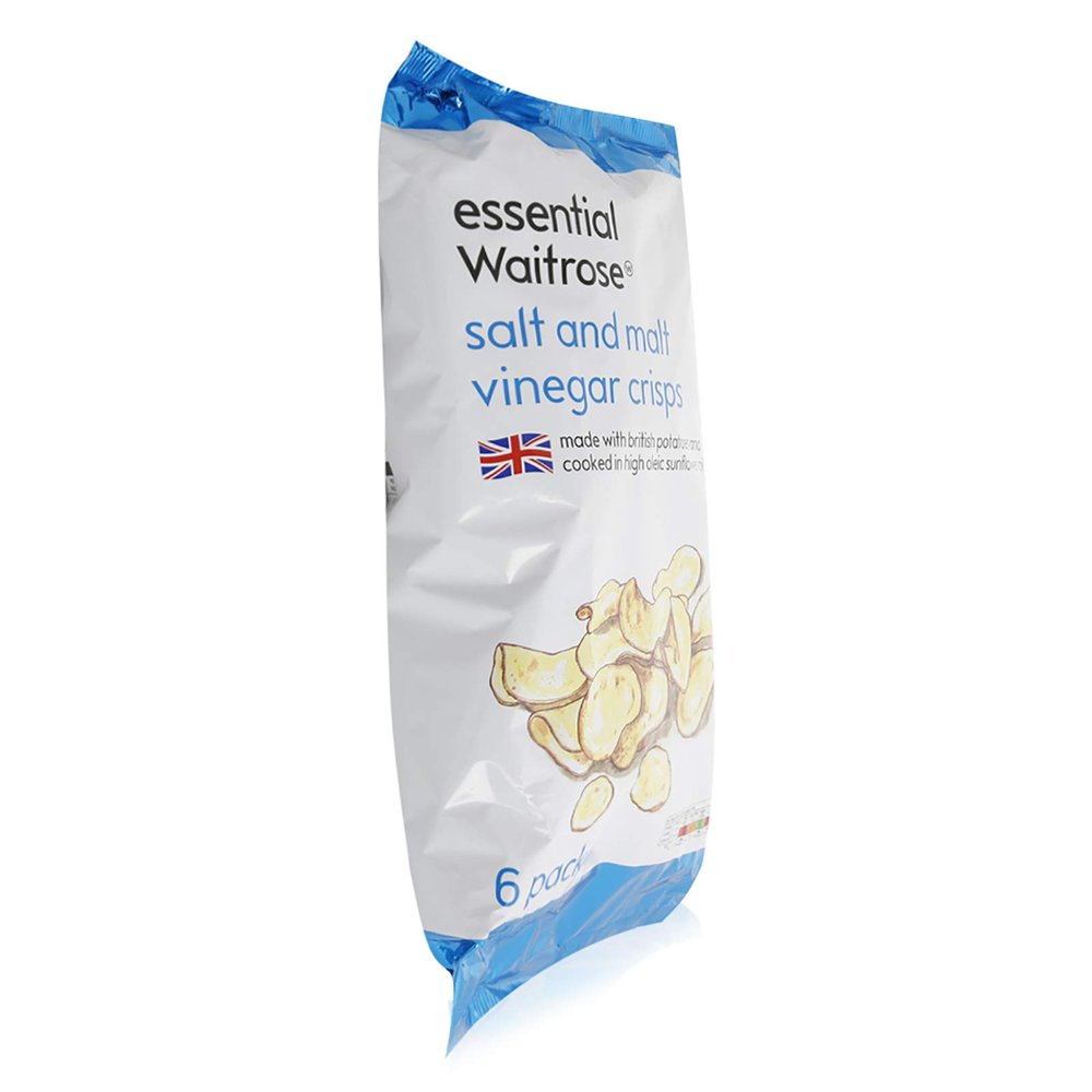 Essential Waitrose Salt & Vinegar Crisps 25g x 6 per pack