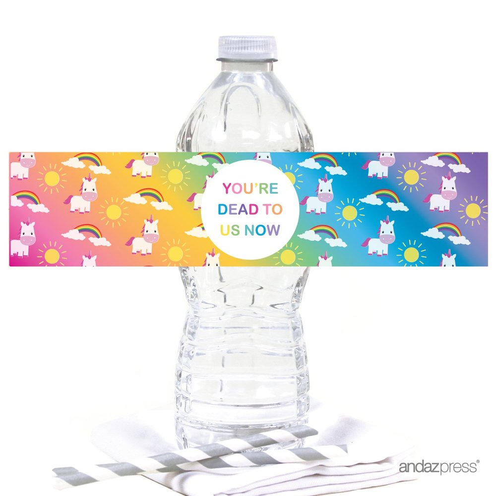 Andaz Press Funny Farewell Retirement Party Decorations, You're Dead to Us Now, Water Bottle Labels, 20-Pack