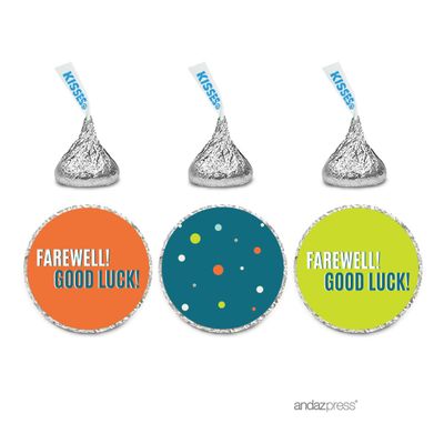 Andaz Press Farewell Retirement Party Decorations, Farewell! Good Luck!, Chocolate Drop Labels for Kisses Party Favors, 216-Pack