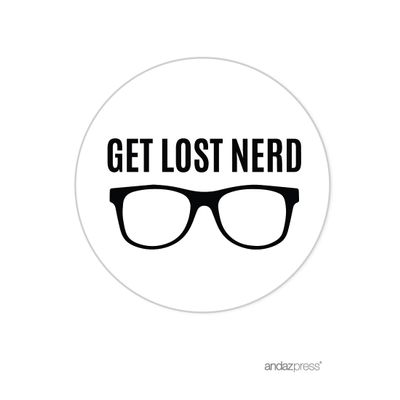 Andaz Press Funny Farewell Retirement Party Decorations, Get Lost Nerd, Round Circle Label Stickers, 40-Pack