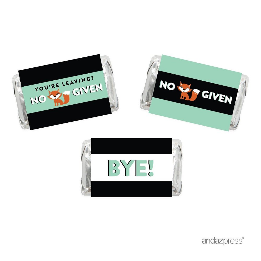 Andaz Press Funny Farewell Retirement Party Decorations, You're Leaving? Zero Fox Given (Graphic), Miniatures Chocolates Labels Stickers, 18-Pack