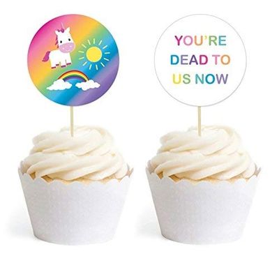 Andaz Press Funny Farewell Retirement Party Decorations, You're Dead to Us Now, Cupcake Toppers DIY Kit, 20-Pack