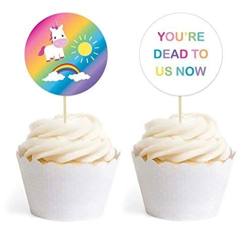 Andaz Press Funny Farewell Retirement Party Decorations, You're Dead to Us Now, Cupcake Toppers DIY Kit, 20-Pack