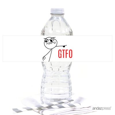 Andaz Press Funny Farewell Retirement Party Decorations, GTFO (Get The F**k Out), Water Bottle Labels, 20-Pack