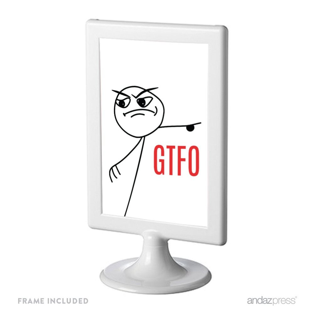 Andaz Press Funny Farewell Retirement Party Decorations, GTFO (Get The F**k Out), Framed Party Sign, 4x6-inch, 1-Pack