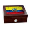 ExpressItBest Premium Desktop Humidor - Glass Top - Flag of Ecuador (Ecuadorian) - Wood Design - Cedar lined with humidifier & front mounted hygrometer. view 1