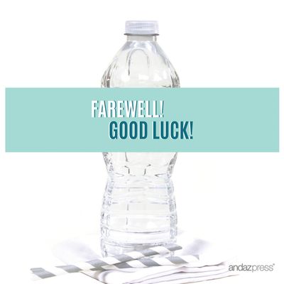 Andaz Press Farewell Retirement Party Decorations, Farewell! Good Luck!, Water Bottle Labels, 20-Pack