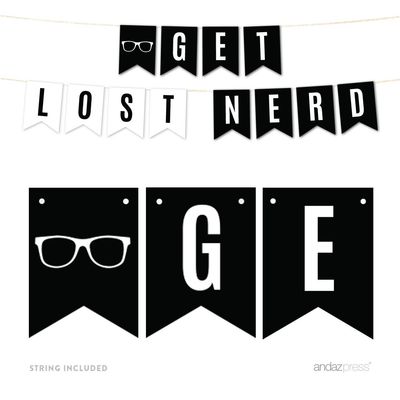 Andaz Press Funny Farewell Retirement Party Decorations, Get Lost Nerd, Hanging Pennant Paper Banner with String, Approx. 5-Feet, 1-Set