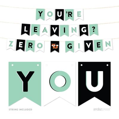 Andaz Press Funny Farewell Retirement Party Decorations, You're Leaving? Zero Fox Given (Graphic), Hanging Pennant Paper Banner with String, Approx. 5-Feet, 1-Set