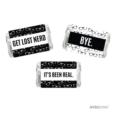 Andaz Press Funny Farewell Retirement Party Decorations, Get Lost Nerd, Miniatures Chocolates Labels Stickers, 18-Pack
