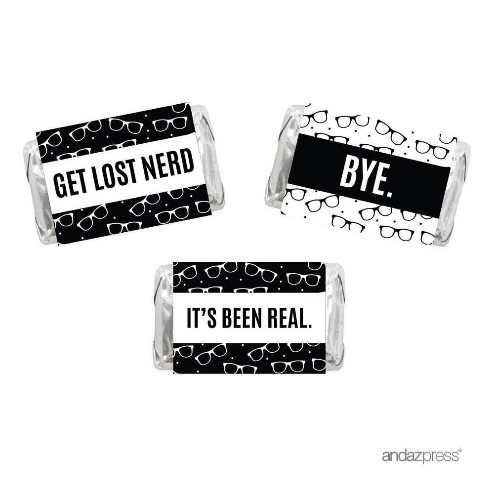 Andaz Press Funny Farewell Retirement Party Decorations, Get Lost Nerd, Miniatures Chocolates Labels Stickers, 18-Pack