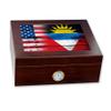 ExpressItBest Premium Desktop Humidor - Glass Top - Flag of Antigua & Barbuda - Wood with USA Flag - Cedar lined with humidifier & front mounted hygrometer. view 1