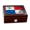 ExpressItBest Premium Desktop Humidor - Glass Top - Flag of Panama (Panamanian) - Wood Design - Cedar lined with humidifier & front mounted hygrometer. view 1